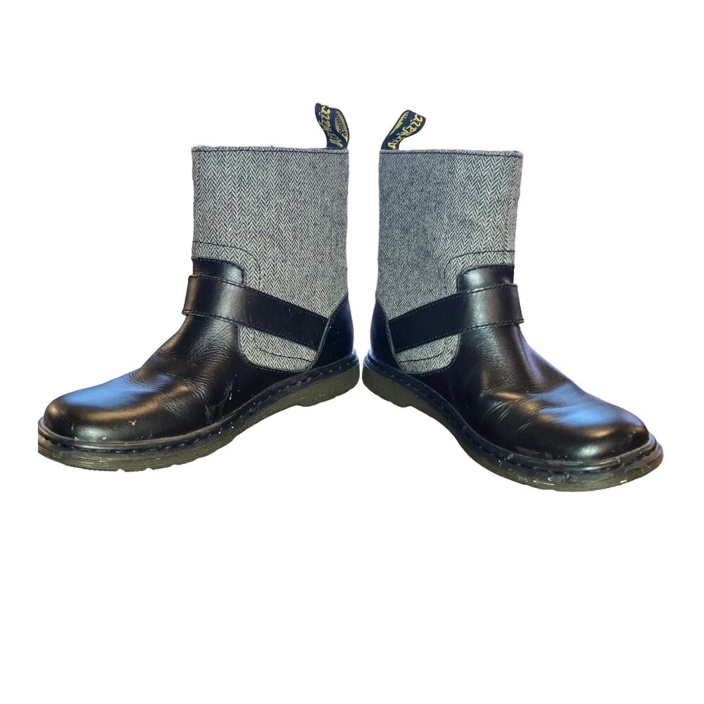 Dr. Martens Gayle Biker Boots with Houndstooth Black and White Tweed- EU 36 US 5